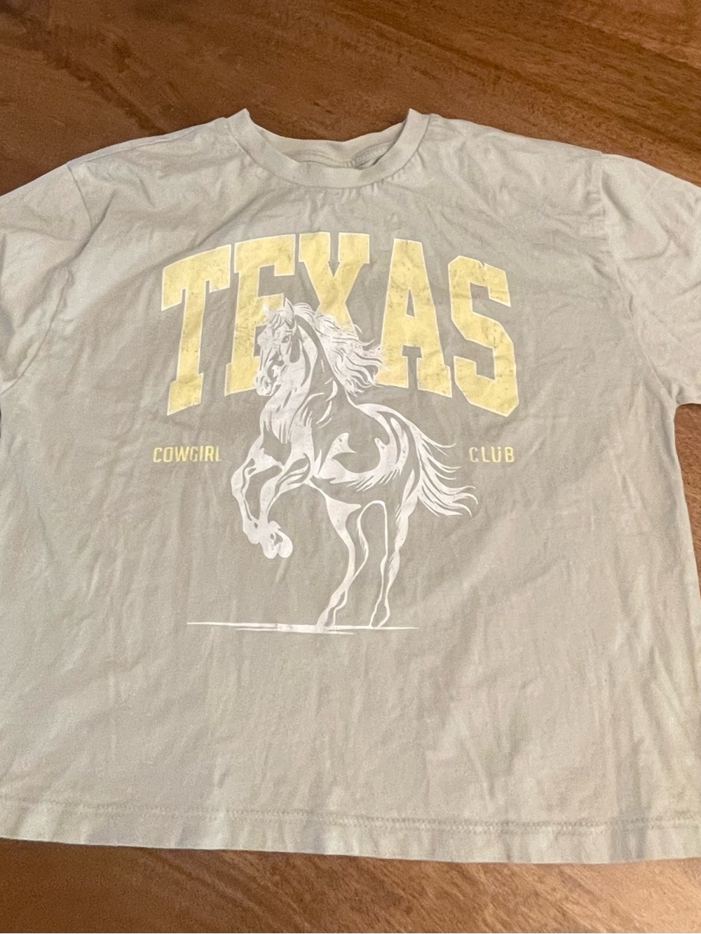 Organic xs crop tshirt sage and yellow cowgirl Texas